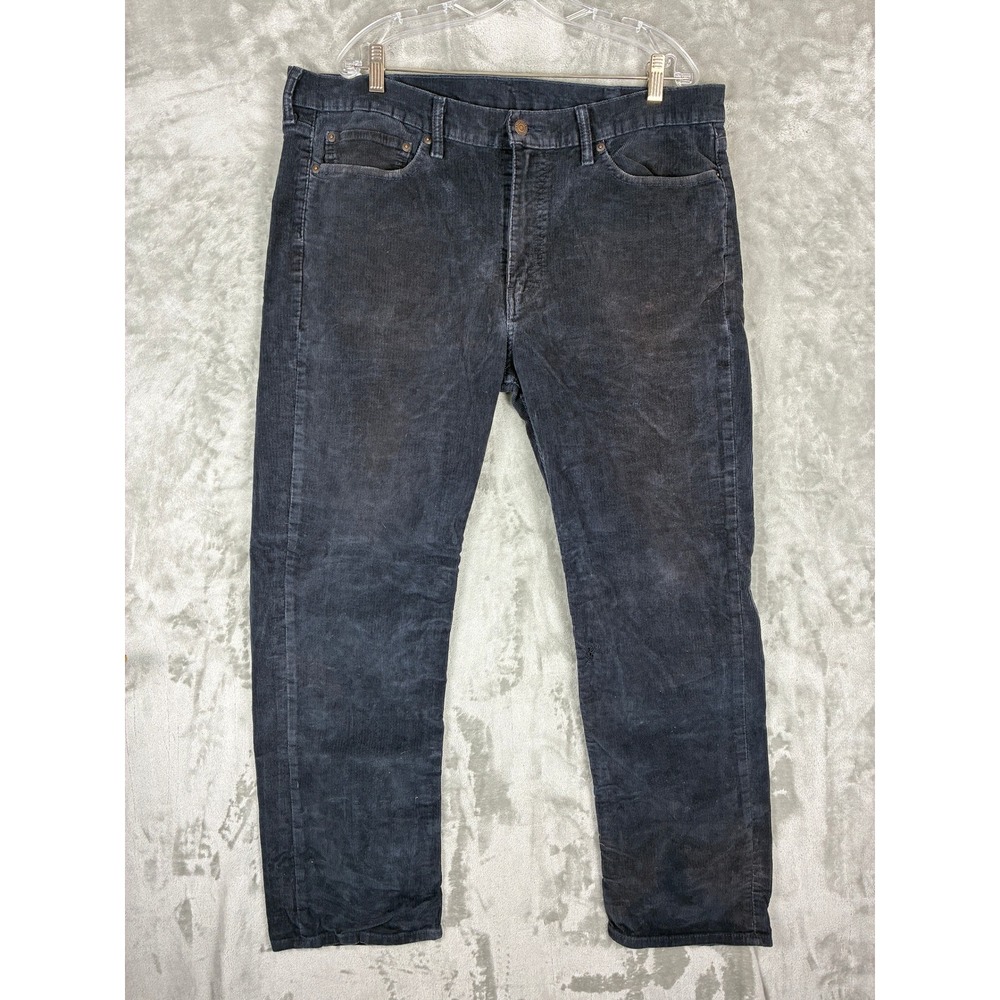 Levis 514 Straight Fit Corduroy Pants Mens 38x30 Dark Navy Blue Gray 5-Pocket